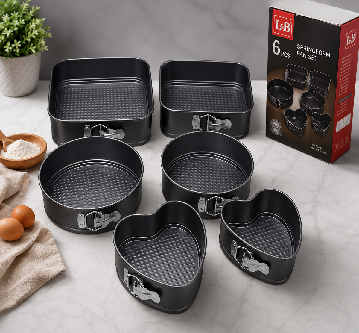 طقم قوالب كيك وفرن – Non-Stick Baking Set