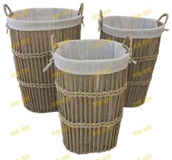 طقم سلة خوص ملابس دائرية 3 قطع